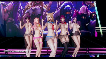 Preview 2 of Georgia Lyell - [MMD] Hello Venus -Wiggle Wiggle Hot Kpop Nude Dance Ahri Akali Kaisa Evelynn Seraphine KDA League of Legends