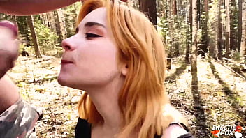 Preview 4 of Idchhuwrw - Girlfriend Deepthroat and Passionate Fuck in the Wood - Cum on Tongue