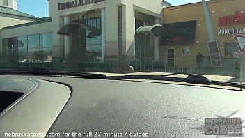 Preview 1 of Amy Azurras Pyjama - barely 18 skinny blonde risky public masturbating while driving