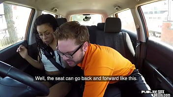 Preview 1 of Sax Sex Boo - Smalltits ebony babe car fucked in public by instructor
