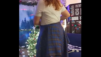 Preview 2 of Young Titan - Hotwife Steffi plaid skirt pussy dance (dirty bit)