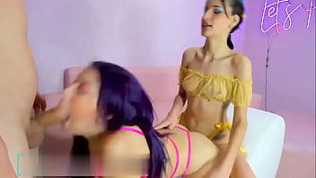 Preview 2 of Mallu Wife Hot Hot - Zarina sucks her neighbor&#039_s cock while Jazmin gets horny watching them