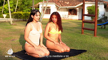 Preview 2 of Boys Sequerting - two lesbians in a pool wearing bikinis fuck hardcore - Black Barbie ft Min Galilea