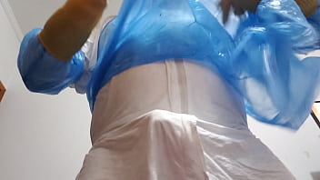 Preview 2 of Sebnem Donmez - Handjob with glove,  rubber boot and mask