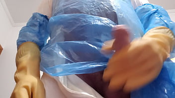Preview 3 of Sebnem Donmez - Handjob with glove,  rubber boot and mask