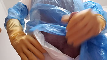 Preview 4 of Sebnem Donmez - Handjob with glove,  rubber boot and mask