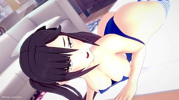 Preview 1 of Tube Videos Porno Bos - Mona se pone traje de ba&ntilde_o para correr pajas (hentai) (sin censura) (genshin impact)