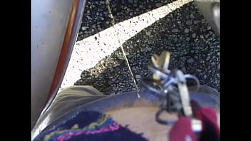 Preview 3 of Webcam Nerd Door - Pissing between two cars