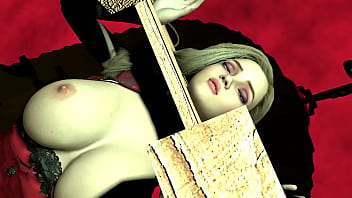 Preview 1 of Xxx All Veado - Girl in Wooden Handcuffs Is Taking a Giant Ork Cock