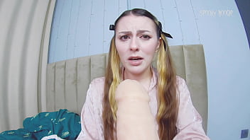 Preview 3 of Futanari Impregnation - Tease &amp_ Denial: Stepdad persuaded his cute ponytailed stepdaughter to suck his big dick and swallow all his cum!