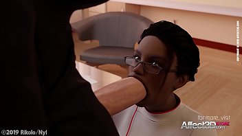 Preview 2 of Mo Lesson - Ebony Nurse helping her futanari patient in a cool 3d animation