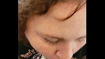 Preview 2 of Brothers Sister Mom - happy redhead sucking cock in the kitchen
