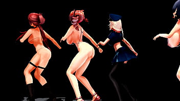 Preview 4 of Black Shrmale - four girls with big tits dancing