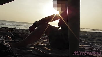 Preview 1 of Handsome Big Sex - Record for the cuckold how I suck cock on the public beach in front of everyone - Interrupted by the police - MissCreamy