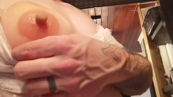 Preview 2 of Daddy And Sleep The Son - Showing My New Vollence Sillicone nipples
