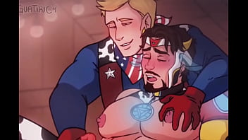Preview 2 of Husband Bound Mouth Dildo - Iron man x Captain america - steve x tony gay milking masturbation cow yaoi hentai