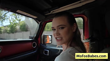 Preview 1 of Japan Dandy - Blonde teen slut Chloe Rose performs amazing wet blowjob on Charles Dera in the car ant at home