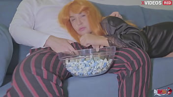 Preview 1 of Babushki 60 Milf - My dick gets hard when my stepmom and I are watching a movie,  she starts sucking it and we fuck
