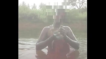 Preview 2 of Brazzer Step Sis - Indian village desi aunty Topless Outdoor Bath with  shakshi
