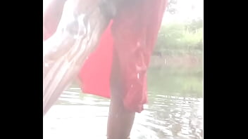 Preview 3 of Brazzer Step Sis - Indian village desi aunty Topless Outdoor Bath with  shakshi