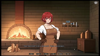 Preview 4 of Hot Babe Piss - Tomboy Love in Hot Forge [ Hentai Game ] Ep.1 she is masturbating while thinking of you !