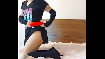 Preview 2 of Xxvideo Zambia - Quinn Way Trans Girl Femboy Play With Toy In Bedroom