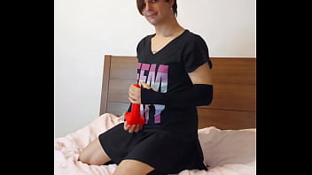 Preview 1 of Xxvideo Zambia - Quinn Way Trans Girl Femboy Play With Toy In Bedroom