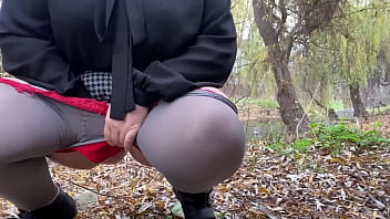 Preview 2 of Bbw Family Youpron - Mother-in-law sat down to pee outdoors