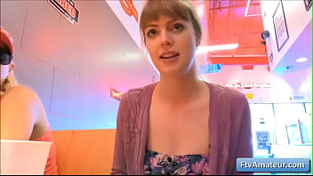 Preview 4 of Indain Xnxx Sxs - Sensual hot teen blondie Alana finger fuck her juicy pussy in a diner in public
