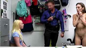 Preview 2 of Big Butt Booty Snal - Mall cop fucks two fine thief pussies at once