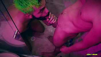 Preview 4 of Mounth Sex - Camilo Brown Caught Hot Twink Andres ZP Jerking To Him And Invited Him Into The Shower For An Amazing Blowjob
