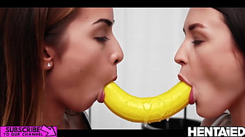 Preview 2 of Se Le Salio La Popo - Real Life Hentai - Alya Stark and Federica Fierce fuck Cucumbers and Bananas with extreme Bukkake