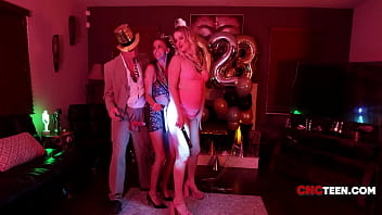 Preview 1 of Mom Jodi West Sex Young Boy - Simp American MILF &amp_ Her Slut StepDaughter Will Let European Man Do ANYTHING (Freeuse New Years Threesome)
