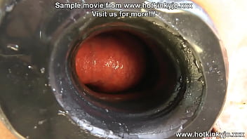 Preview 4 of Dual Cream Pie Do Vaginal - Hotkinkyjo belly bulge,  deep dildo fucking &amp_ anal tunnel at abandoned factory