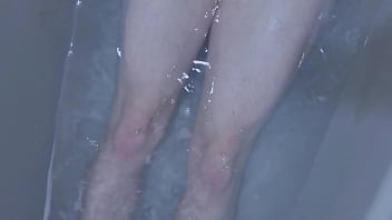 Preview 2 of Black Girl Strapon Guy - White boy wanks in the bath