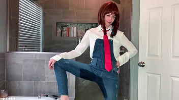 Preview 1 of Czech Wife Swap For Money - Uraraka Ochako Wetting Blue Jean Overalls &amp_ Panties Sage Eldritch