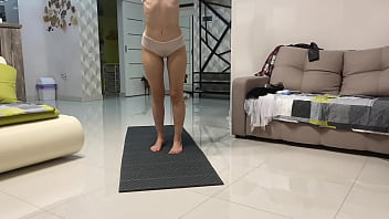 Preview 2 of Pissing Deep - Angie Elif Hot Small Tits Brunette Love play Pussy After Yoga
