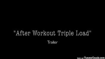 Preview 1 of Xxxherabbaba - after workout 3 simultaneous orgasms - huge cumshots,  she cums hard! (trailer)