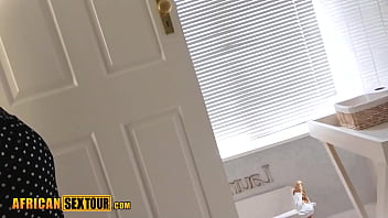 Preview 1 of Son Blackmiled Her Mom Sex - African with perfect big ass teen enjoyed sex in cowgirl with white guy