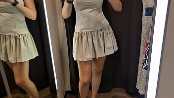 Preview 3 of Stepmom Son Sex 1989 Full Videos - Try On Haul Transparent Clothes,  Fitting room Try on haul at the mall. Public fetish