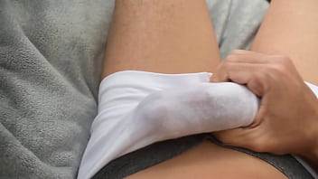 Preview 4 of Doctors Bus Sex Boob - I jerk off and cum with my white underwear on