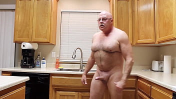 Preview 1 of Atk Hairy Tassie - Naked stretching in kitchen.
