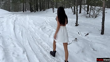 Preview 1 of Japan In The Bys - Rough Sex in a Snowy Winter Forest