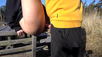 Preview 4 of Slowlyslowlysex - spontaneous outdoor fuck next to the neighbors - we love risky public sex with cum on pussy,  projectfundiary