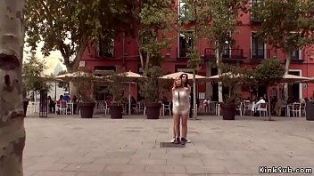 Preview 1 of First Busty Suck Xxnx - Slaves wrapped in plastic in public