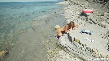 Preview 3 of Sonni Lieon - FREE VIDEO - Awesome kinky nudist girl in the public beach - Sasha Bikeyeva