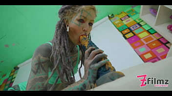 Preview 3 of Xxx J Bf - Extreme TATTOO dreadhead ANAL riding huge TOY