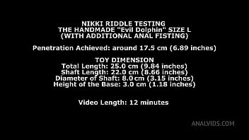 Preview 1 of Xxxxnoy - Nikki Riddle Tests the Evil Dolphin Handmade Dildo Size L with additional Anal Fisting TWT011