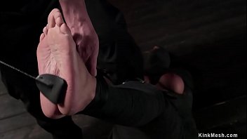 Preview 2 of Fhasdgoib - Shaved twat slut caned in bondage