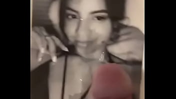 Preview 2 of Latina With Male Striper - Old man rubs cock over dirty Latina with cum